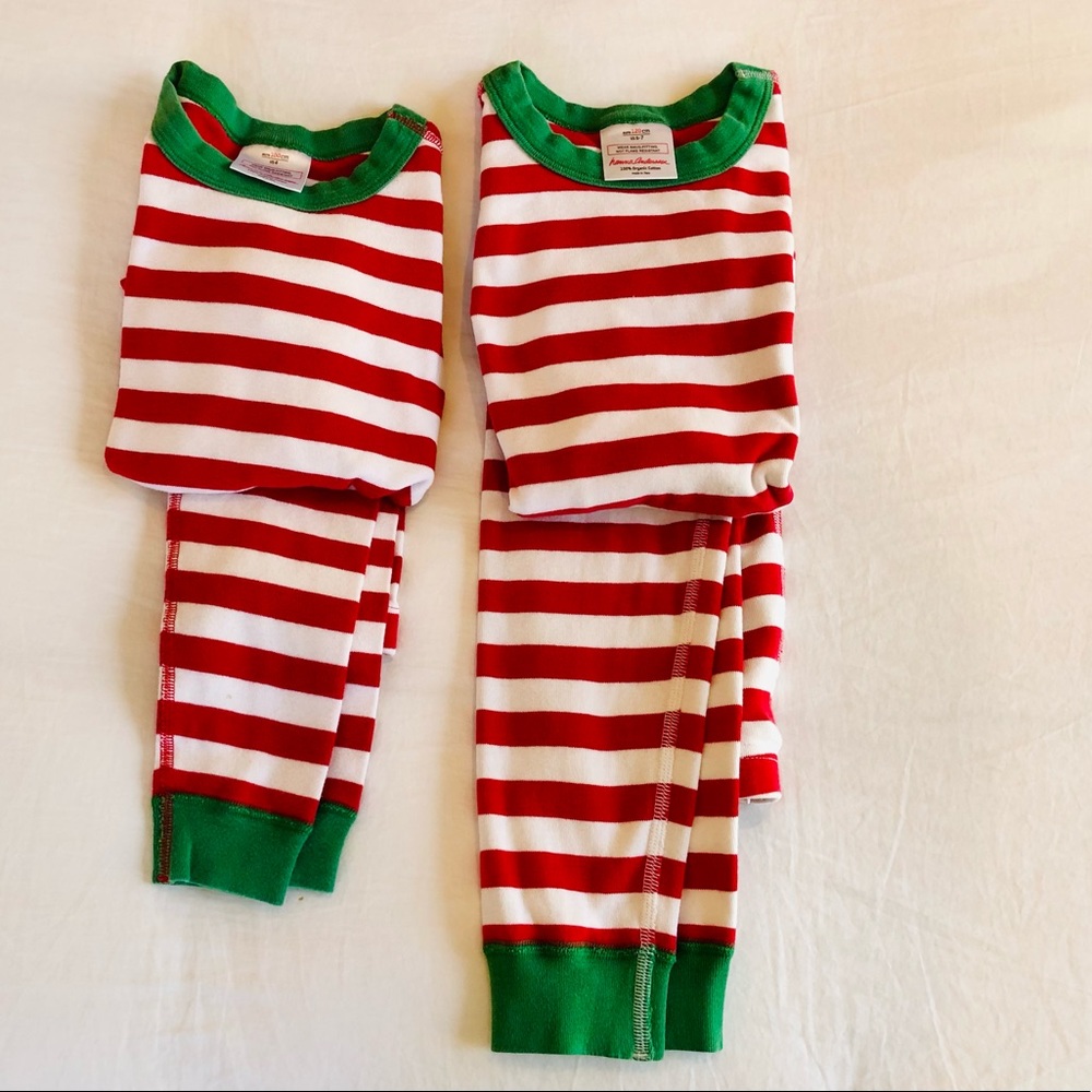 Matching organic pajamas by Hanna Andersson.
